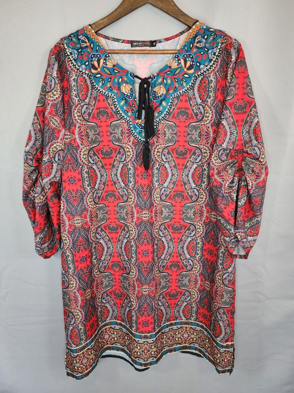 Urban Coco Paisley Tunic with Teal Neckline